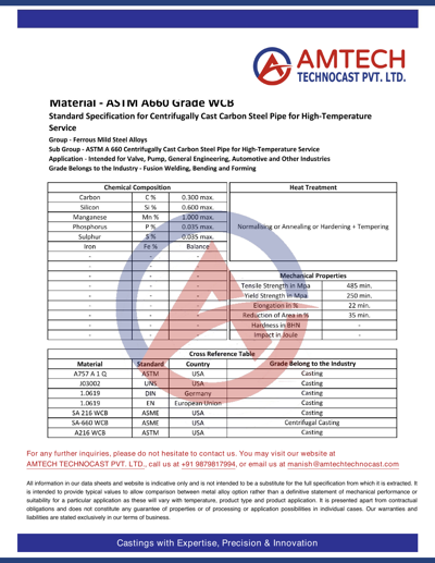 ASTM A660 Grade WCB